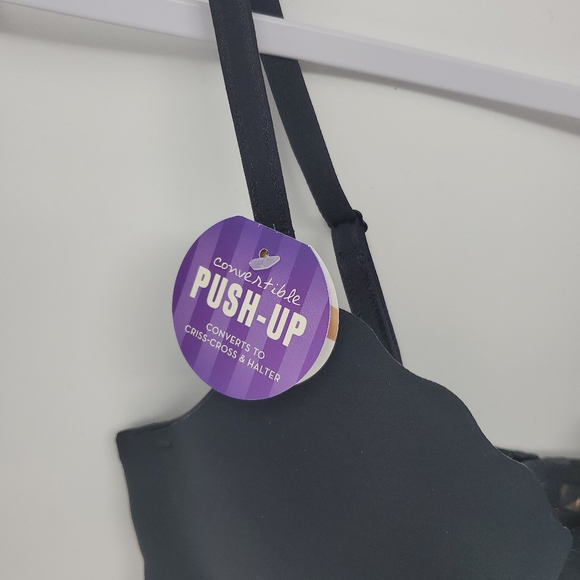 B'tempt'd black 36B pushup bra leopard inner - Picture 2 of 4